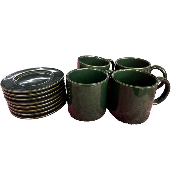 Ralph Lauren Hunter Green 12Pieces Dishes Made Italy‎ 8 -6" Plates & 4-Cups - Picture 3 of 16